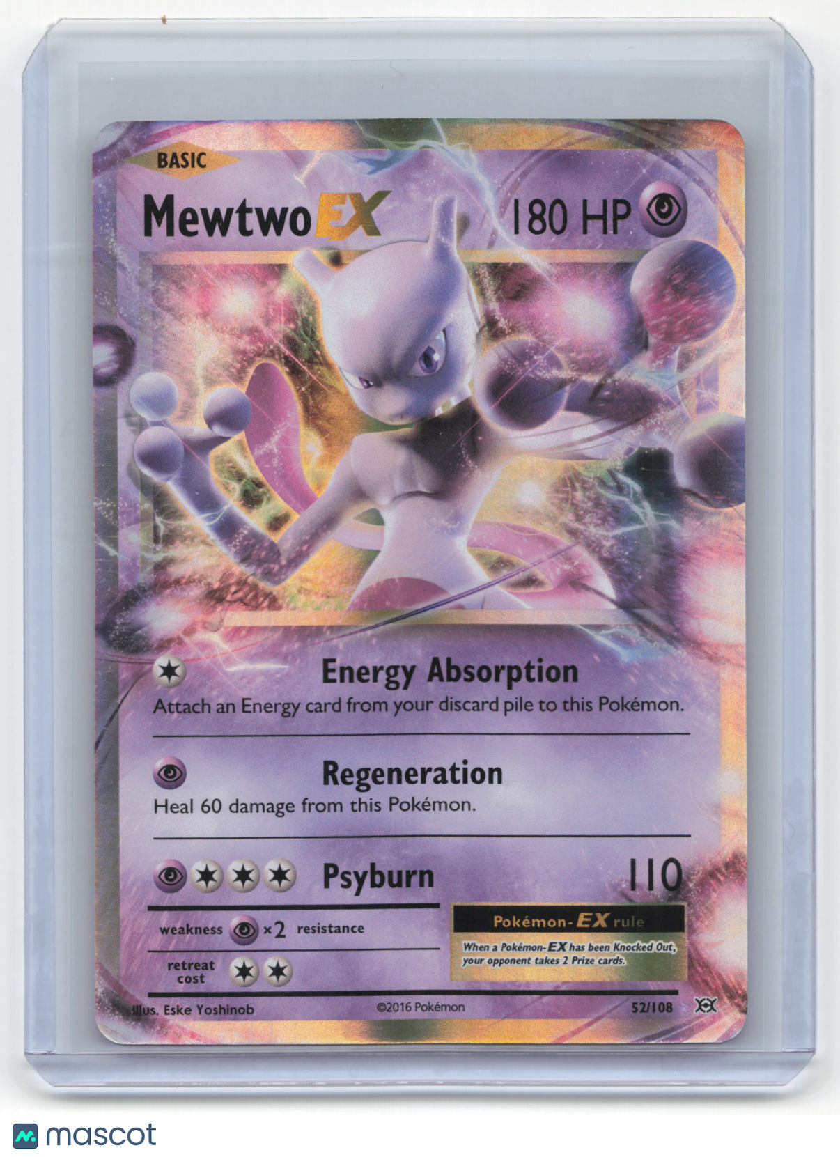 2016 Pokemon Mewtwo EX Evolutions #52/108 Near Mint