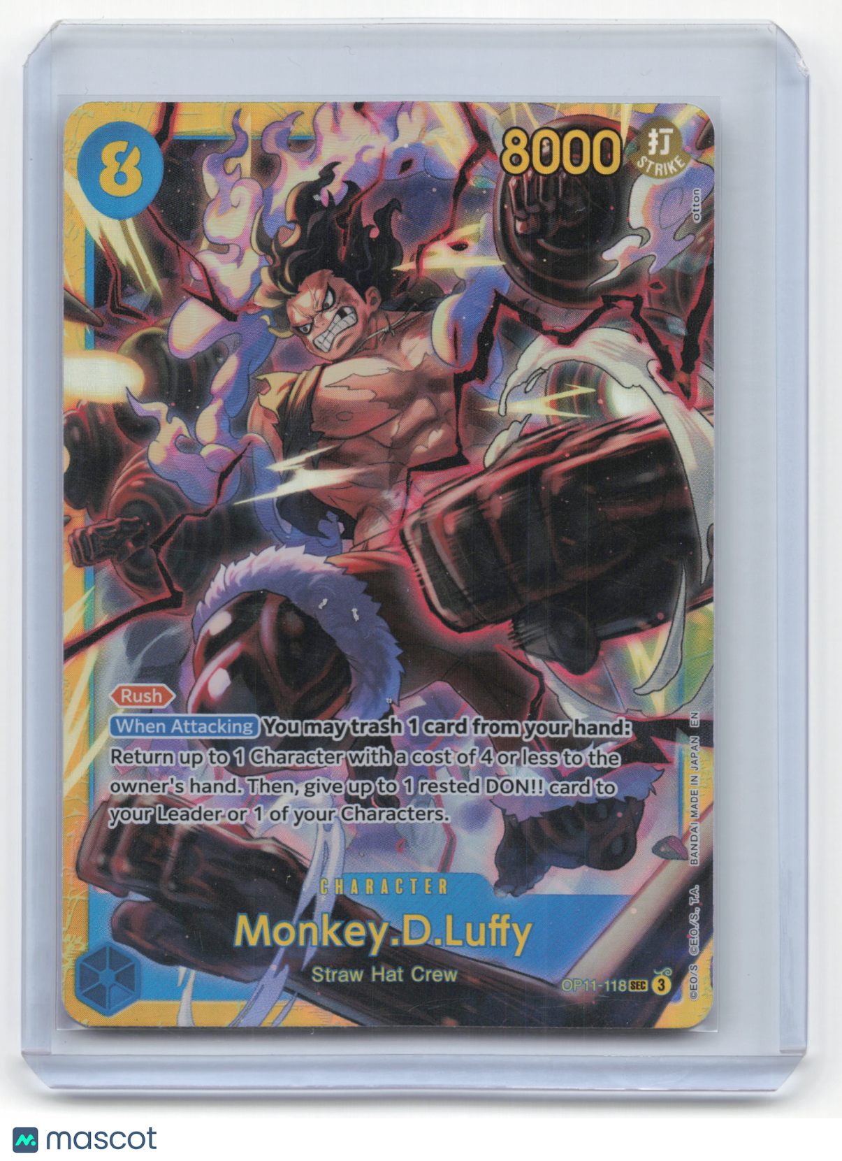 2022 One Piece Card Game Monkey D. Luffy A Fist of Divine Speed #OP11-118
