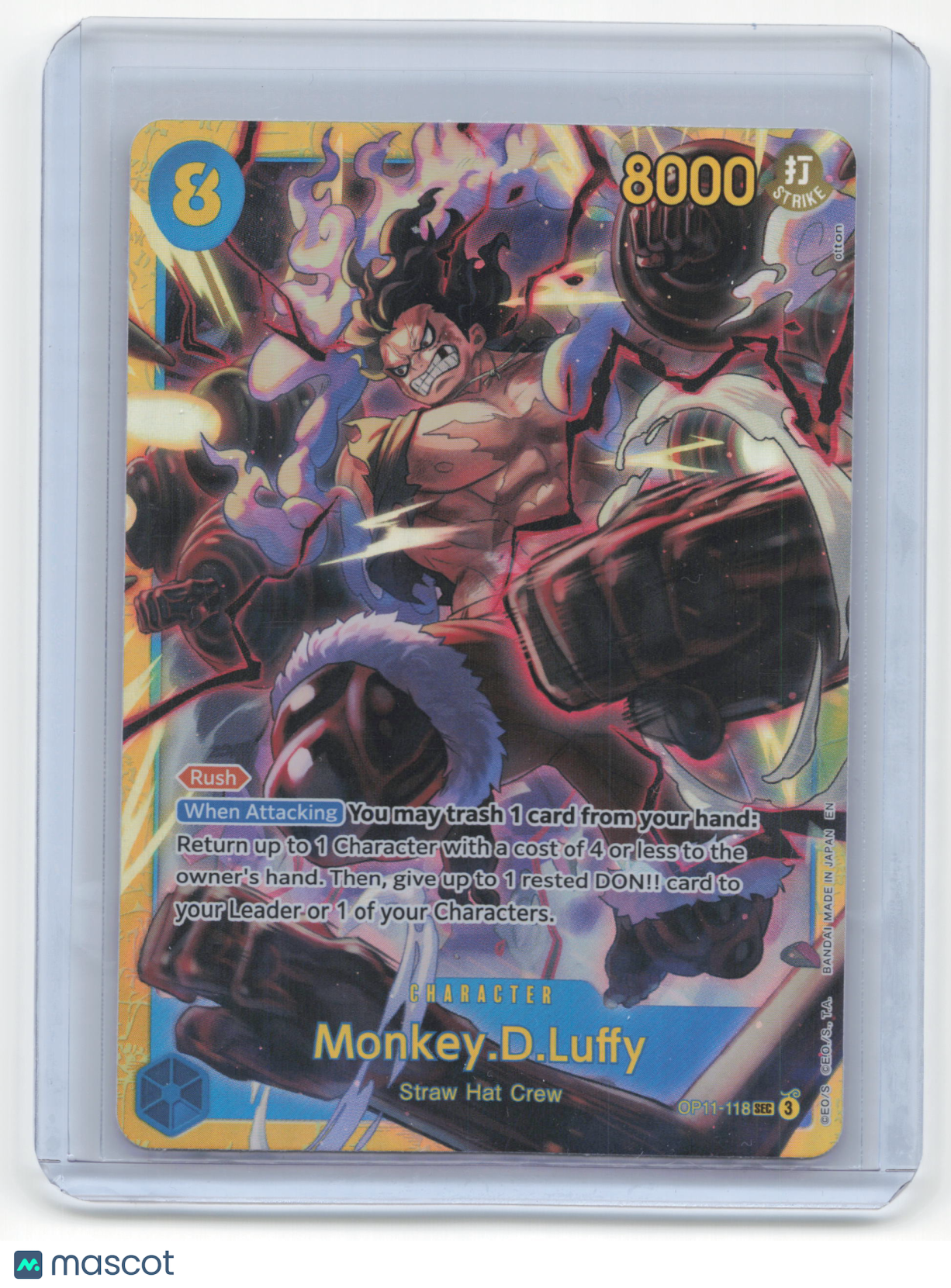 2025 One Piece Card Game Monkey D. Luffy Fist of Divine Speed #OP11-118 NM