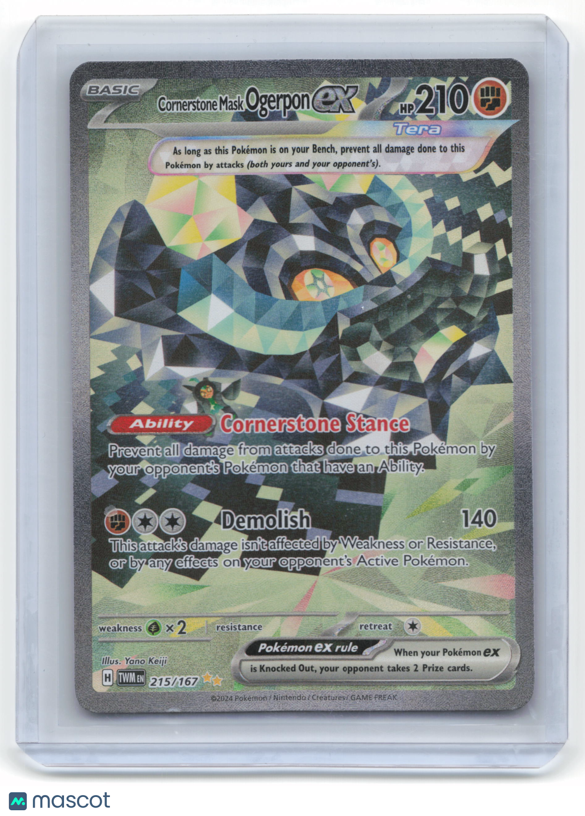 2024 Pokemon Cornerstone Mask Ogerpon EX Twilight Masquerade #215/167 Near Mint