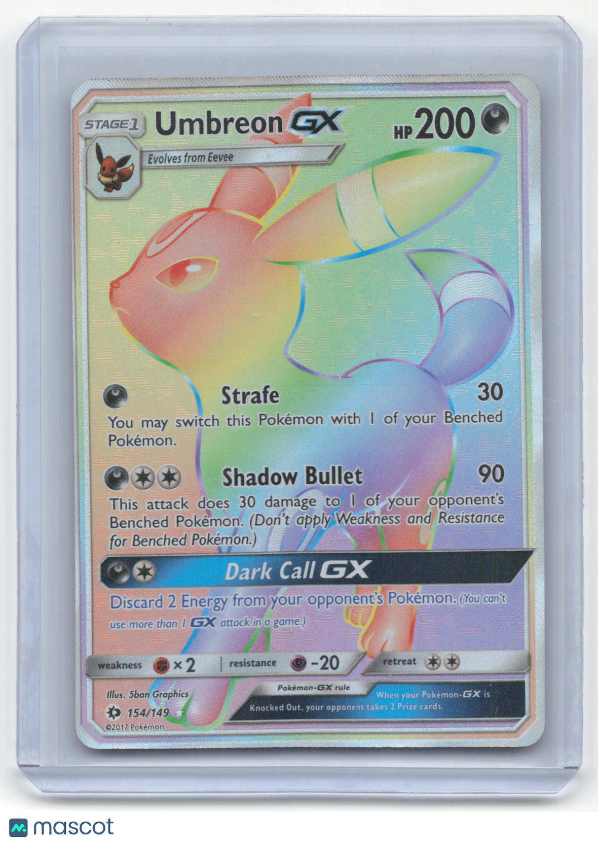 2017 Pokemon Umbreon GX Sun & Moon #154/149 Near Mint