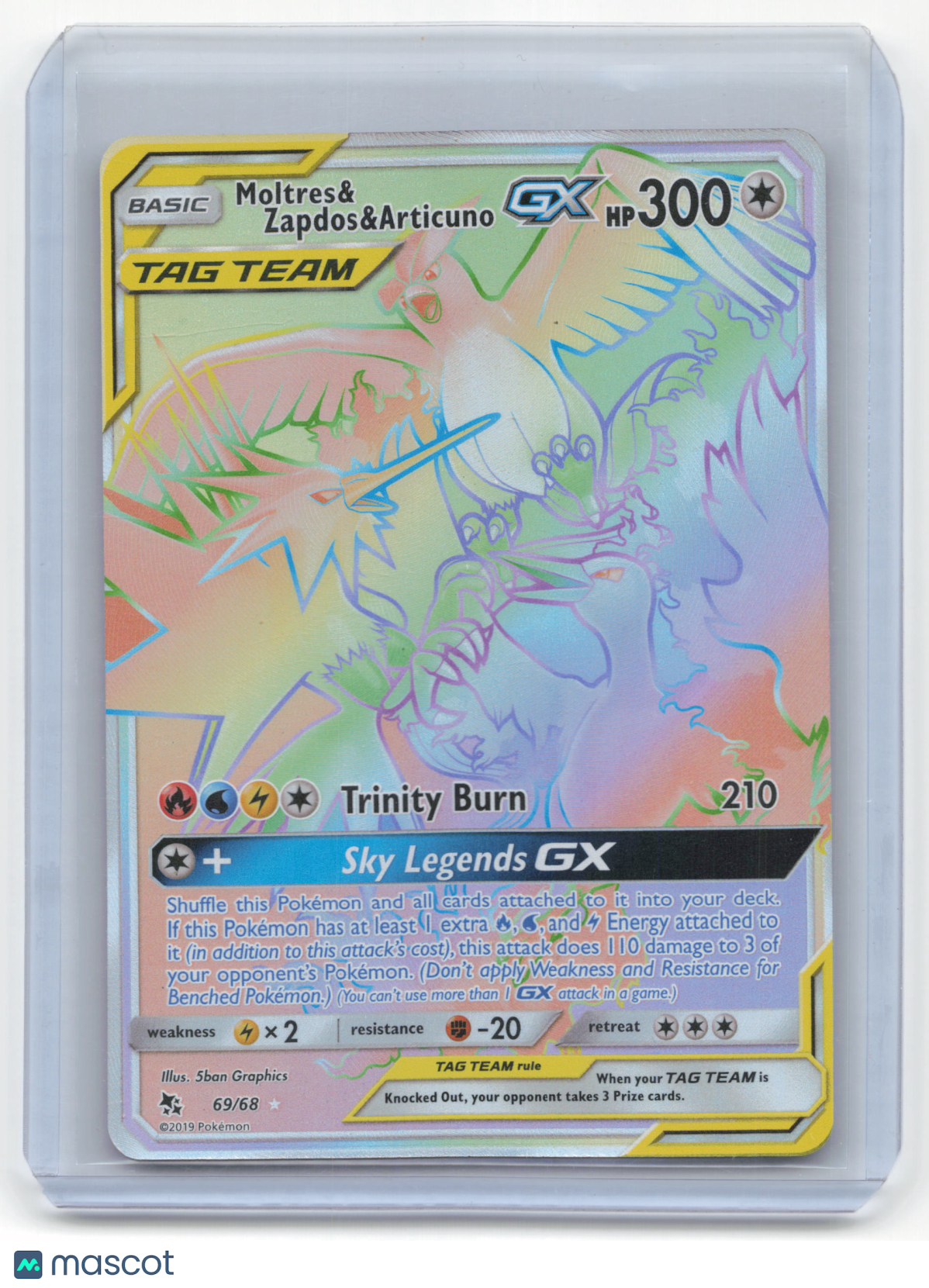 2019 Pokemon Moltres & Zapdos & Articuno GX Hidden Fates #69/68 Near Mint