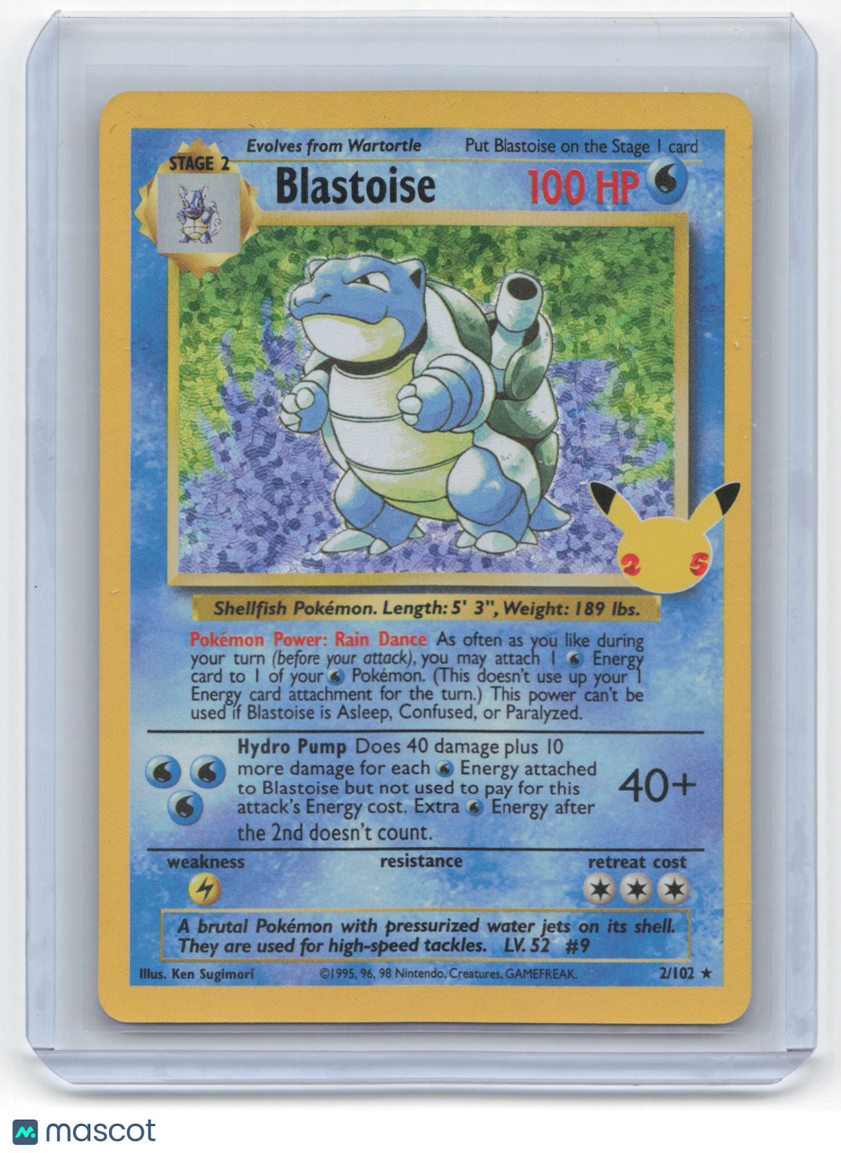 1999 Pokemon Blastoise Celebrations #2/102 Near Mint