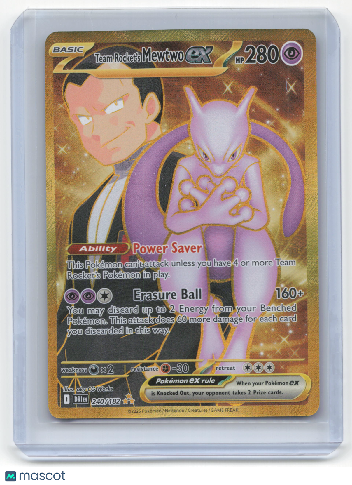 2025 Pokemon Team Rocket's Mewtwo EX Destined Rivals #240/182 Near Mint