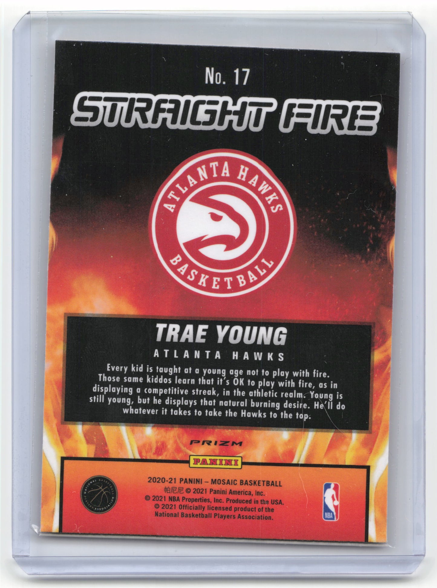 2021 2020-21 Panini Mosaic Straight Fire Basketball Trae Young Prizm #SF-17