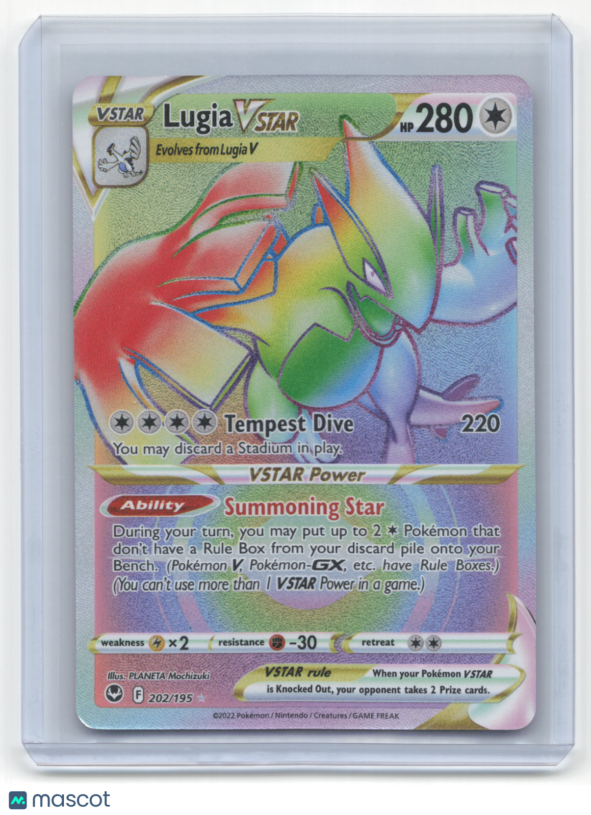 2022 Pokemon Lugia VSTAR Silver Tempest #202/195 Near Mint
