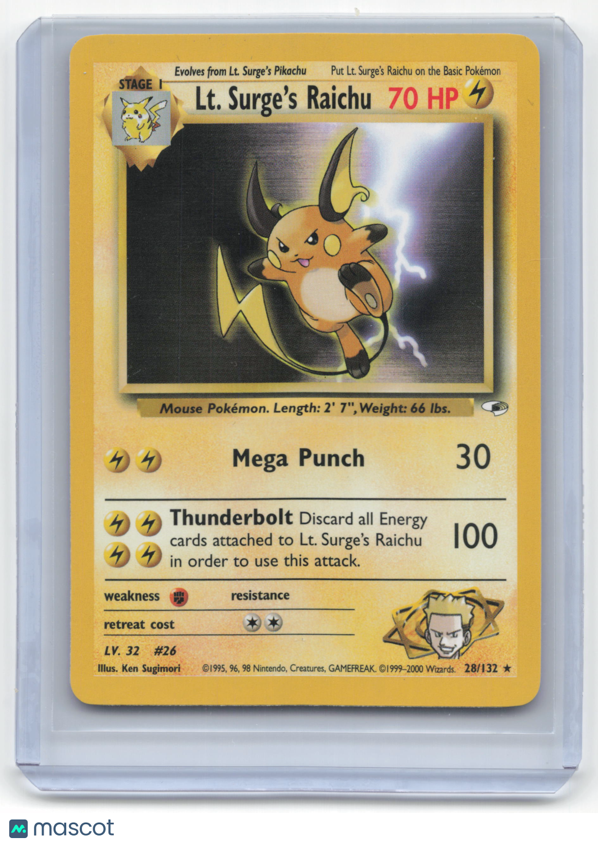 2000 Pokemon LT. Surge's Raichu Gym Challenge #28/132 Lightly Played