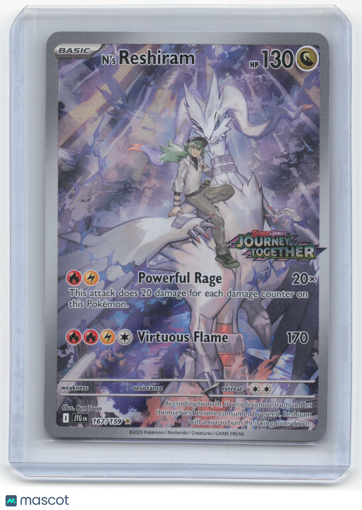 2025 Pokemon N'S Reshiram Journey Together #167/159 (Stamped) Near Mint