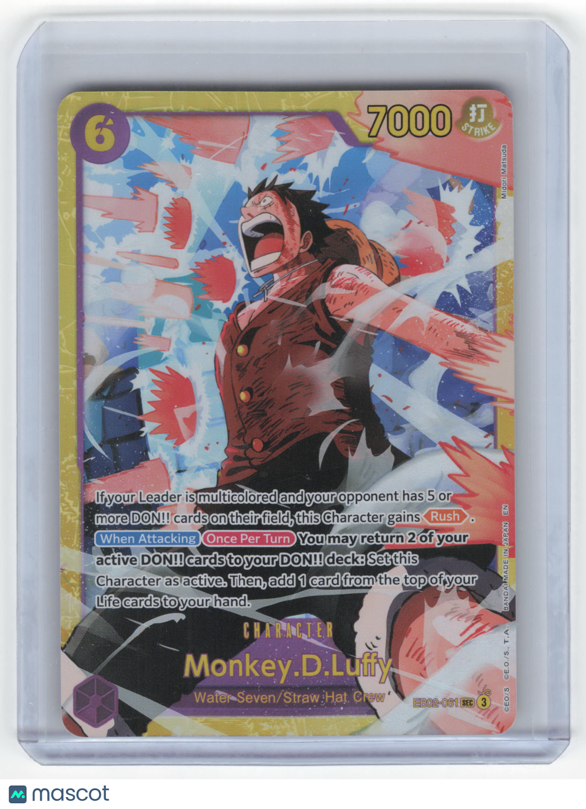 One Piece Card Game Monkey.D.Luffy Anime 25th Collection SEC Foil #EB02-061 NM