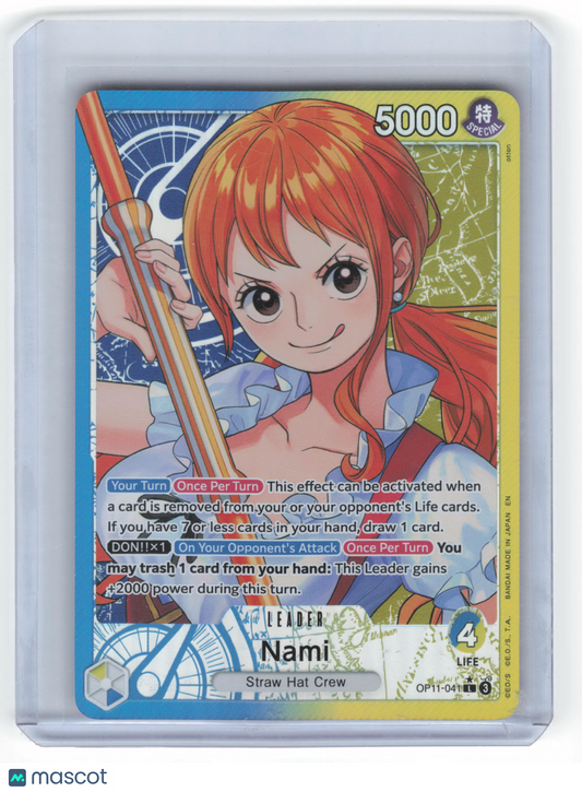 2025 One Piece Card Game Nami Fist of Divine Speed Leader Foil #OP11-041 NM