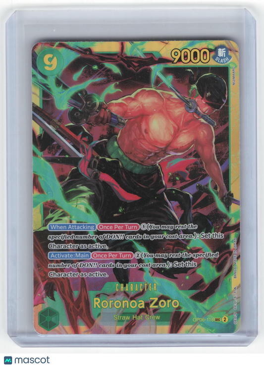 One Piece Card Game Roronoa Zoro Wings of the Captain Secret Rare Foil #OP06-118