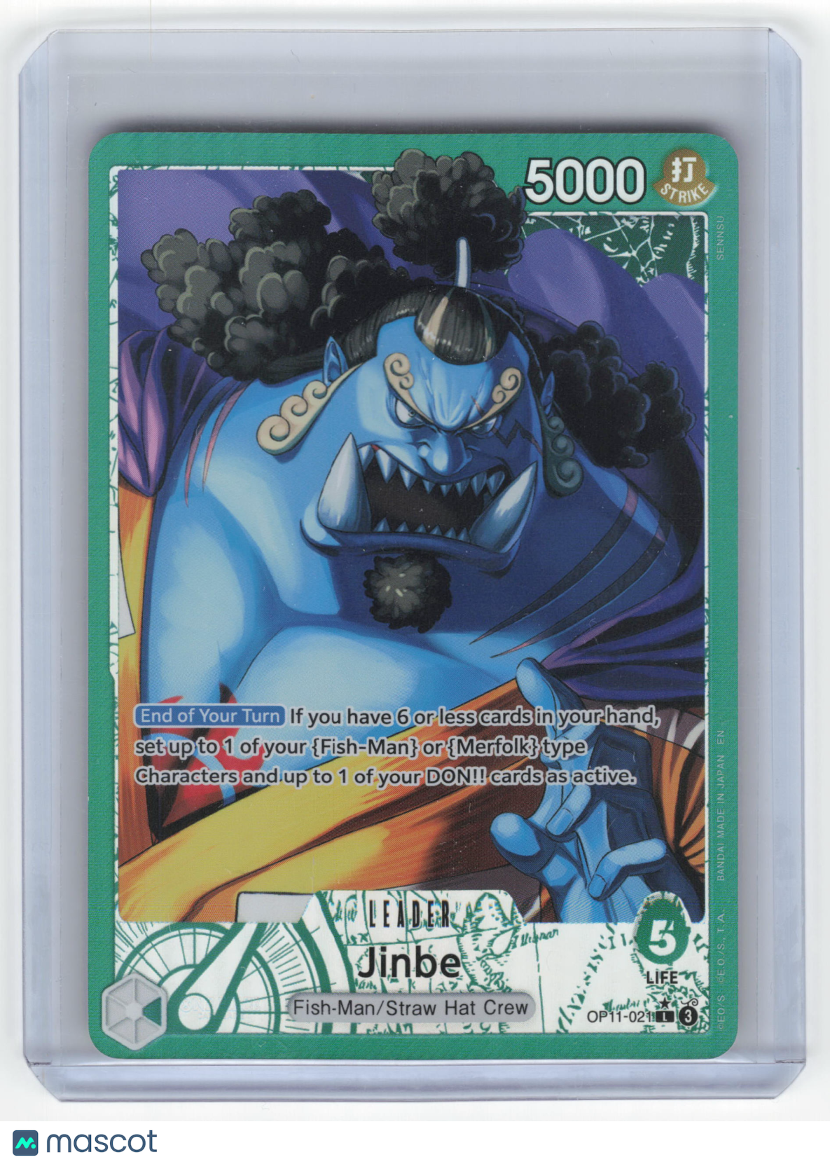 2025 One Piece Card Game Jinbe Fist of Divine Speed Leader Foil #OP11-021