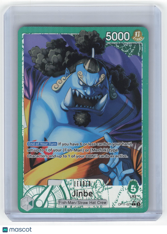 2025 One Piece Card Game Jinbe Fist of Divine Speed Leader Foil #OP11-021