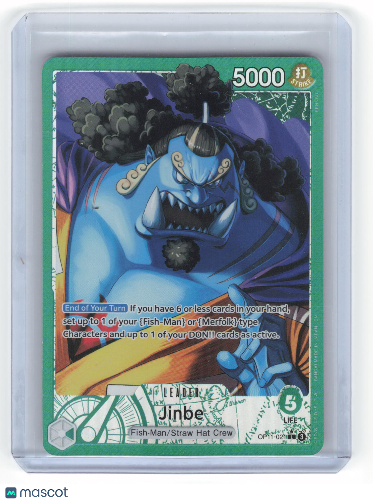 2025 One Piece Card Game Jinbe Fist of Divine Speed Leader Foil #OP11-021