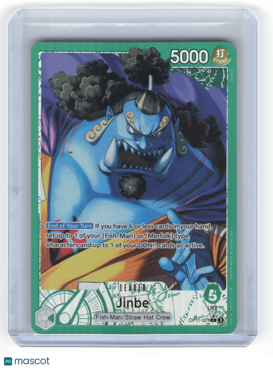 2025 One Piece Card Game Jinbe Fist of Divine Speed Leader Foil #OP11-021