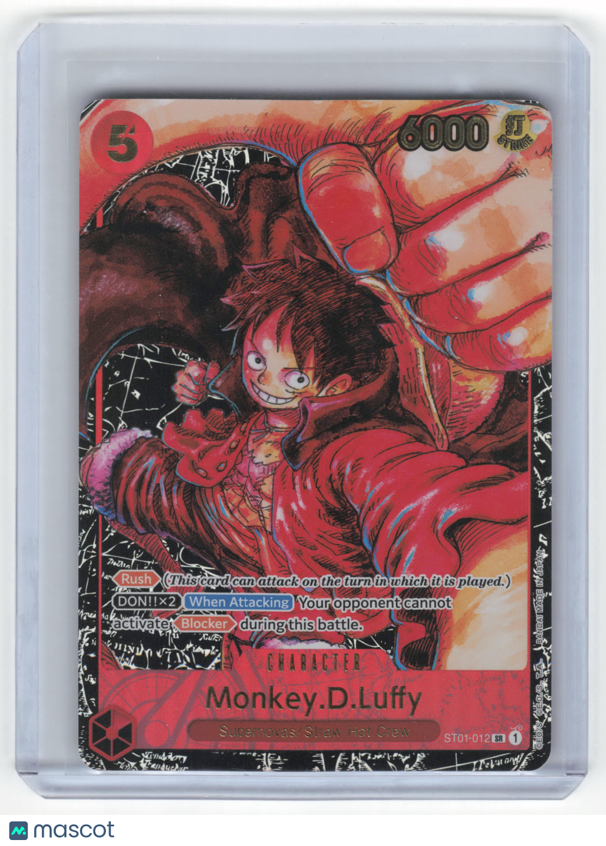 2022 One Piece Card Game Monkey.D.Luffy Straw Hat Crew Super Rare Foil #ST01-012