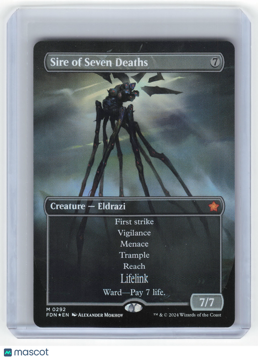 Magic: The Gathering Sire of Seven Deaths FDN Mythic Foil #0292 (Borderless) NM