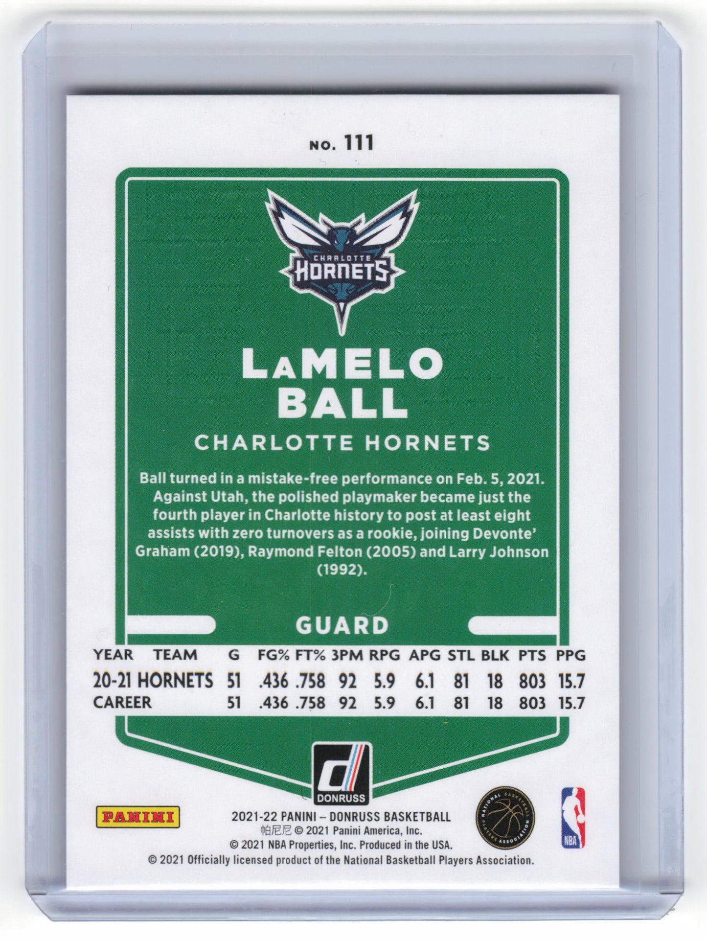 Panini 2021-22 Donruss Basketball LaMelo Ball Near Mint Blue Velocity #111