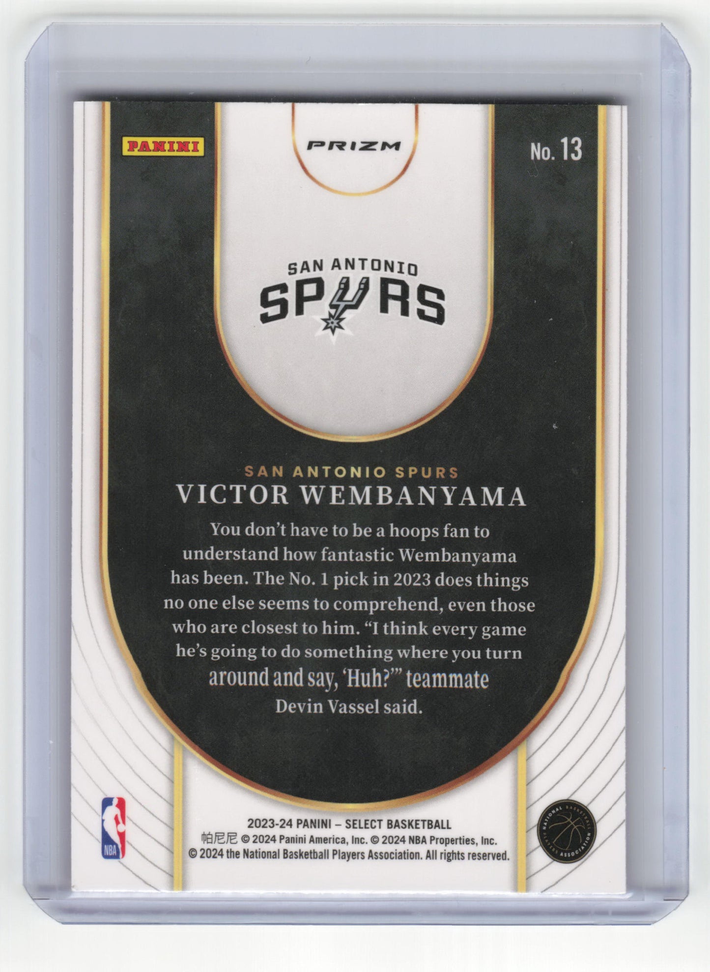 2023-24 Panini Select Prizm Basketball Victor Wembanyama NM Rookie Red Prizm #13