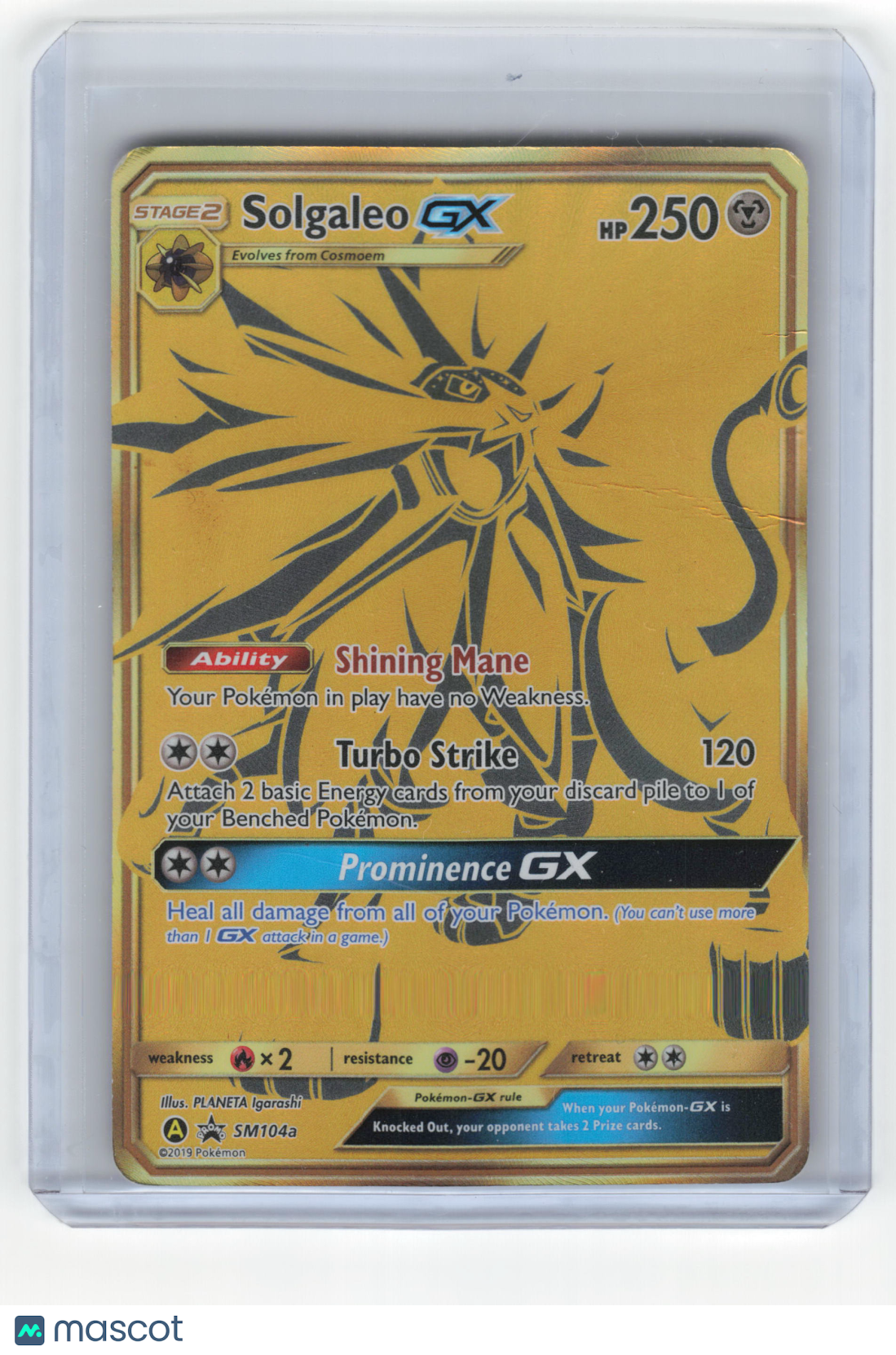 2019 Pokemon Solgaleo GX SM Black Star Promo Gold #104a (Damaged)