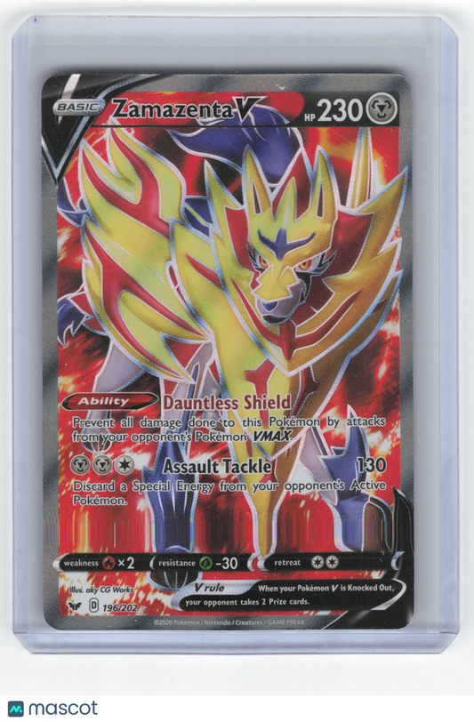 2020 Pokemon Zamazenta V Sword & Shield Rare Holo #196/202