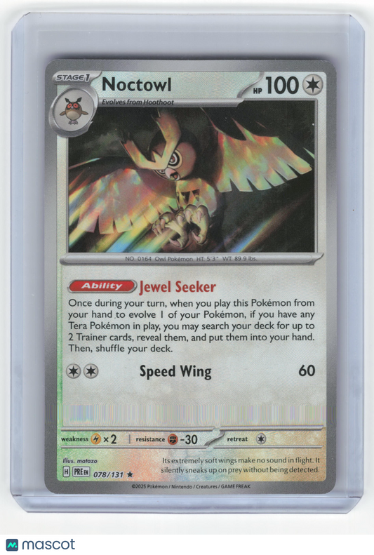 2025 Pokemon Noctowl Prismatic Evolutions Rare Reverse Holo #78/131 Master Ball
