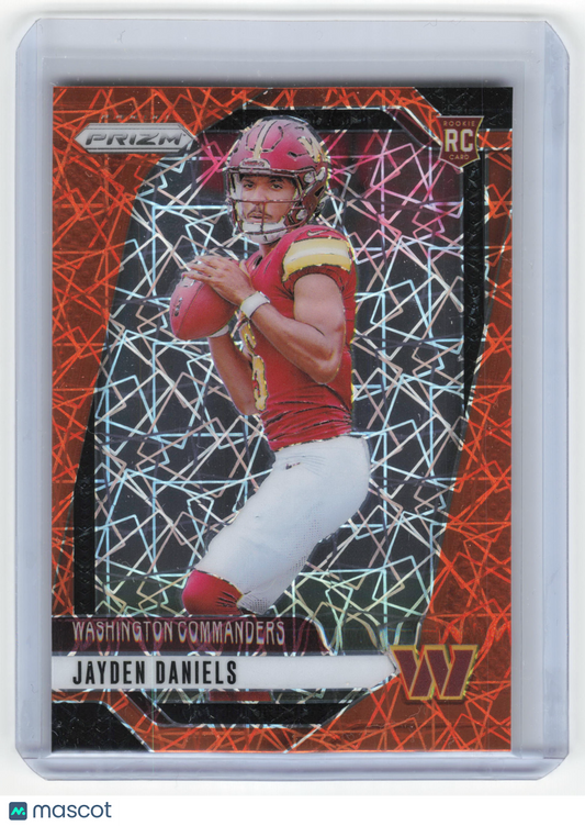 2024 Panini Prizm Football Football Jayden Daniels RC Orange Lazer #347 NM