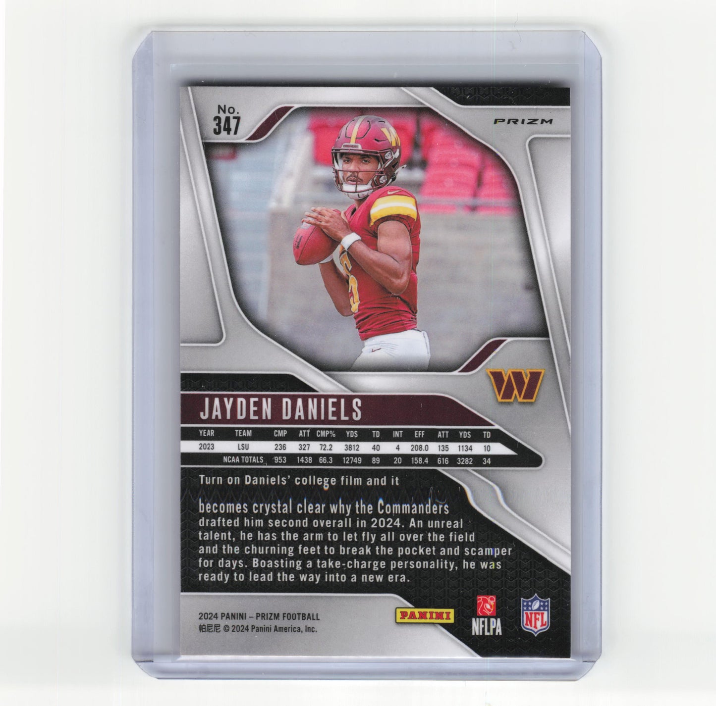 2024 Panini Prizm Football Football Jayden Daniels RC Orange Lazer #347 NM