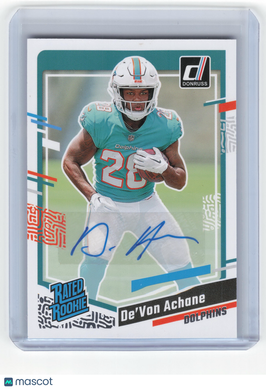 2023 Panini Donruss Rated Rookie Football De'Von Achane Autograph #365 NM
