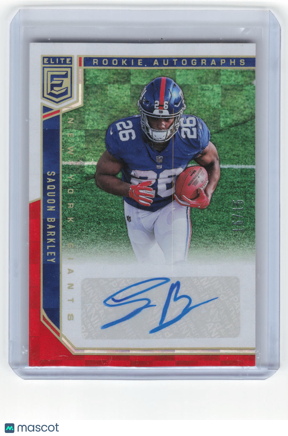 2018 Panini Donruss Elite Rookie Autographs Saquon Barkley Red 15/15 #RA-SB NM