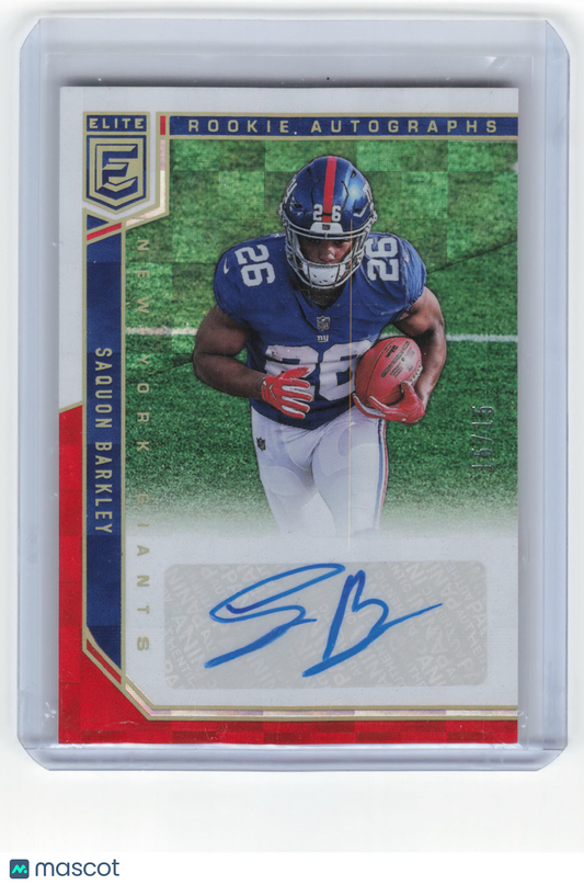2018 Panini Donruss Elite Rookie Autographs Saquon Barkley Red 15/15 #RA-SB NM