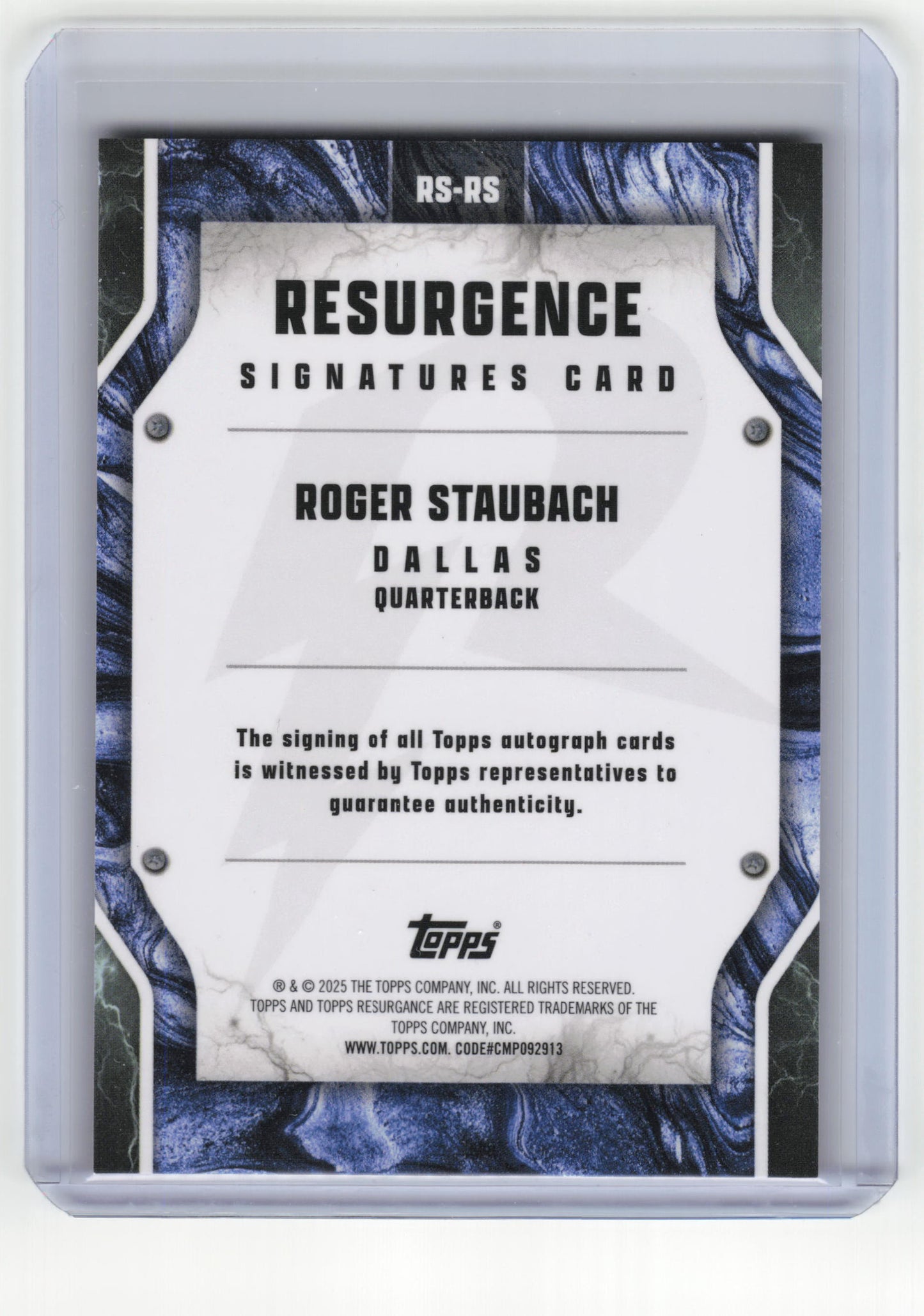 2025 Topps Resurgence Football Roger Staubach 3/5 Autograph Red Static #RS-RS NM