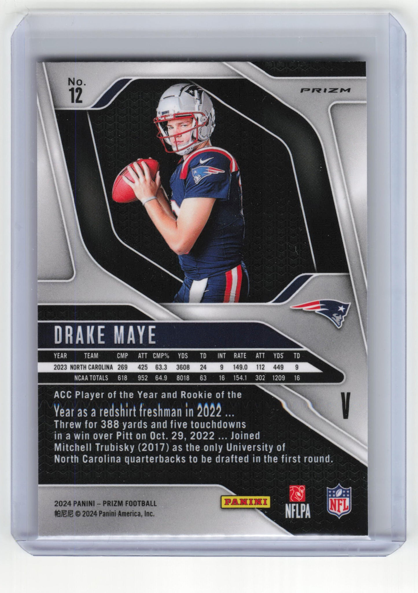 2024 Panini Prizm Football Football Drake Maye Variation RC Silver #12 NM