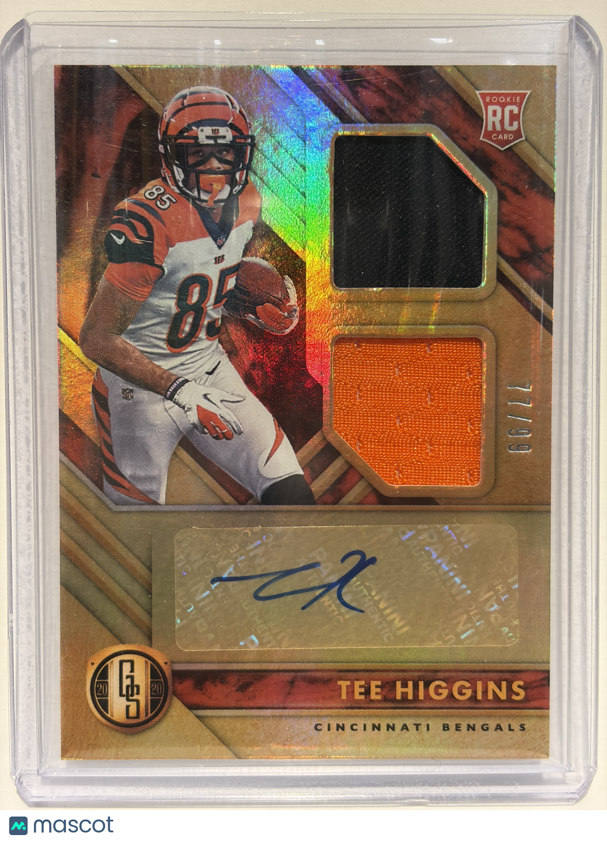 2020 Panini Gold Standard Football Tee Higgins 77/99 Dual Patch Auto RC #259 NM