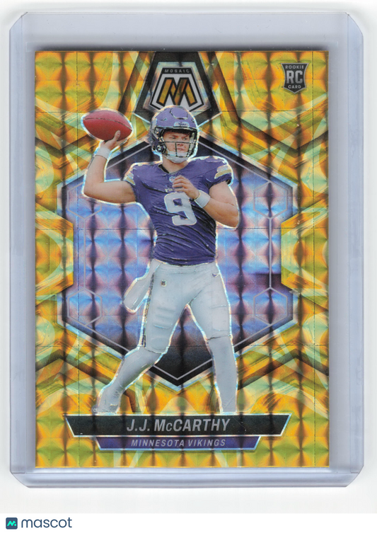 2024 Panini Mosaic Football Football J.J. McCarthy RC Yellow Reactive #310 NM