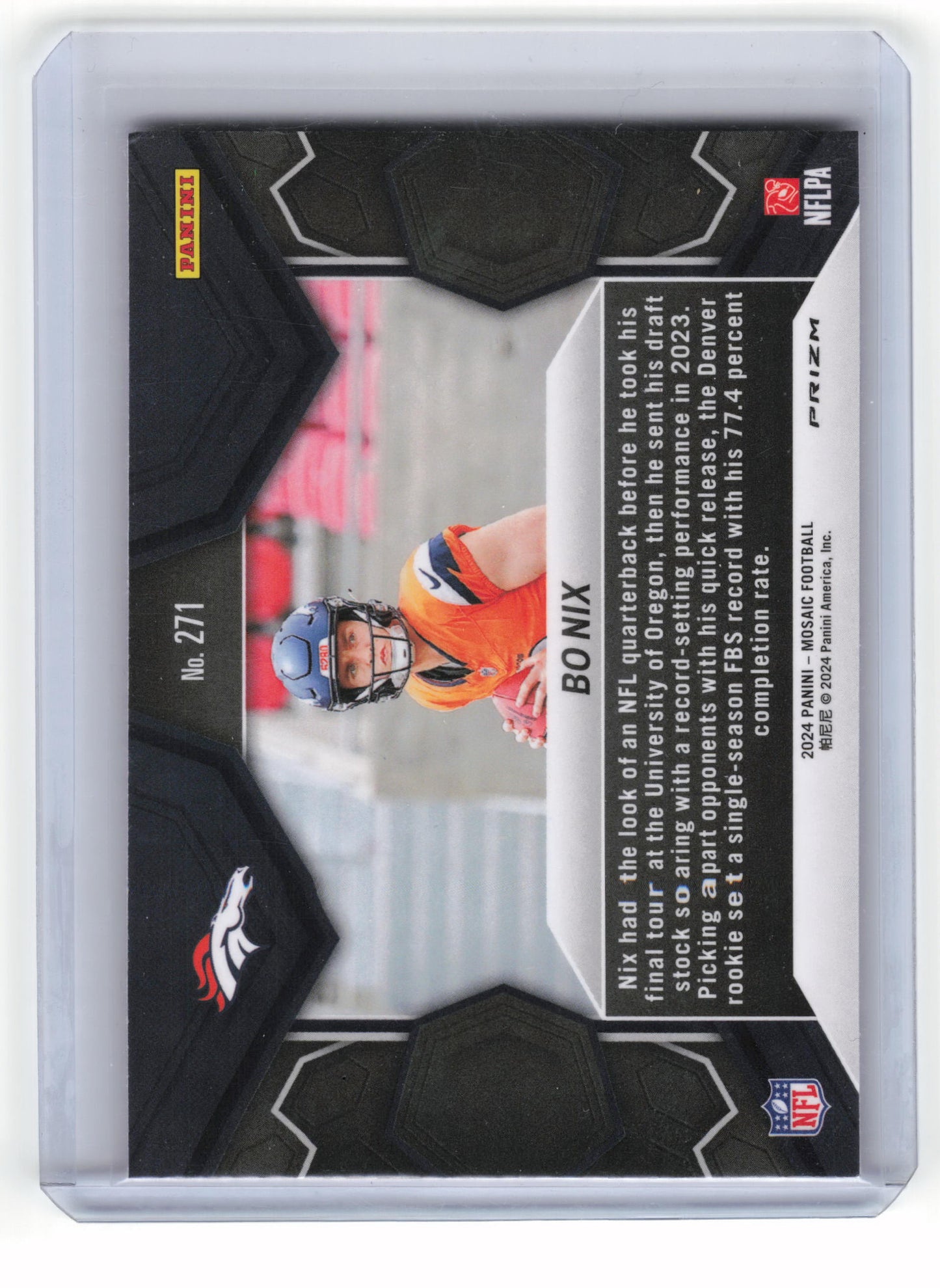 2023 Panini Mosaic Football Bo Nix RC Camo Pink #271 Near Mint