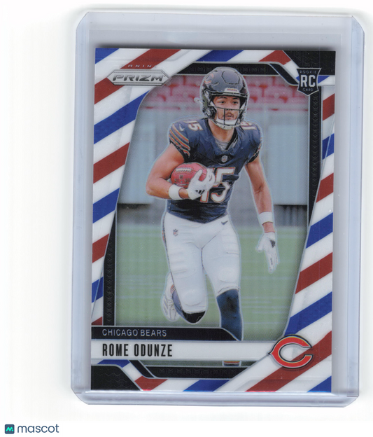 2024 Panini Prizm Football Football Rome Odunze RC Red White Blue #385 Near Mint