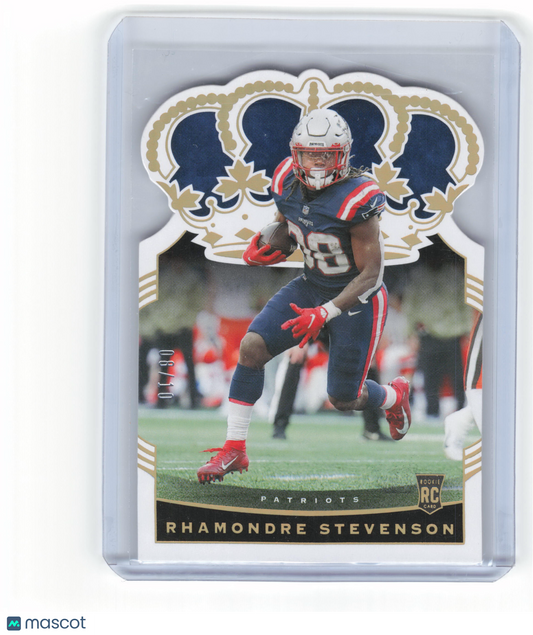 2022 Panini Chronicles Crown Royale Rhamondre Stevenson 08/10 RC Gold #CR-18