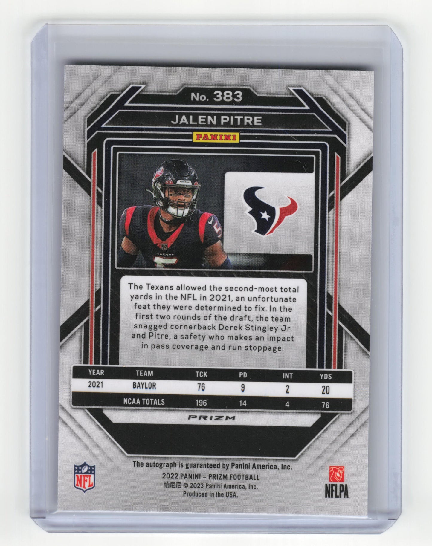 2023 Panini Prizm Football Jalen Pitre RC Silver No Huddle #383 Near Mint