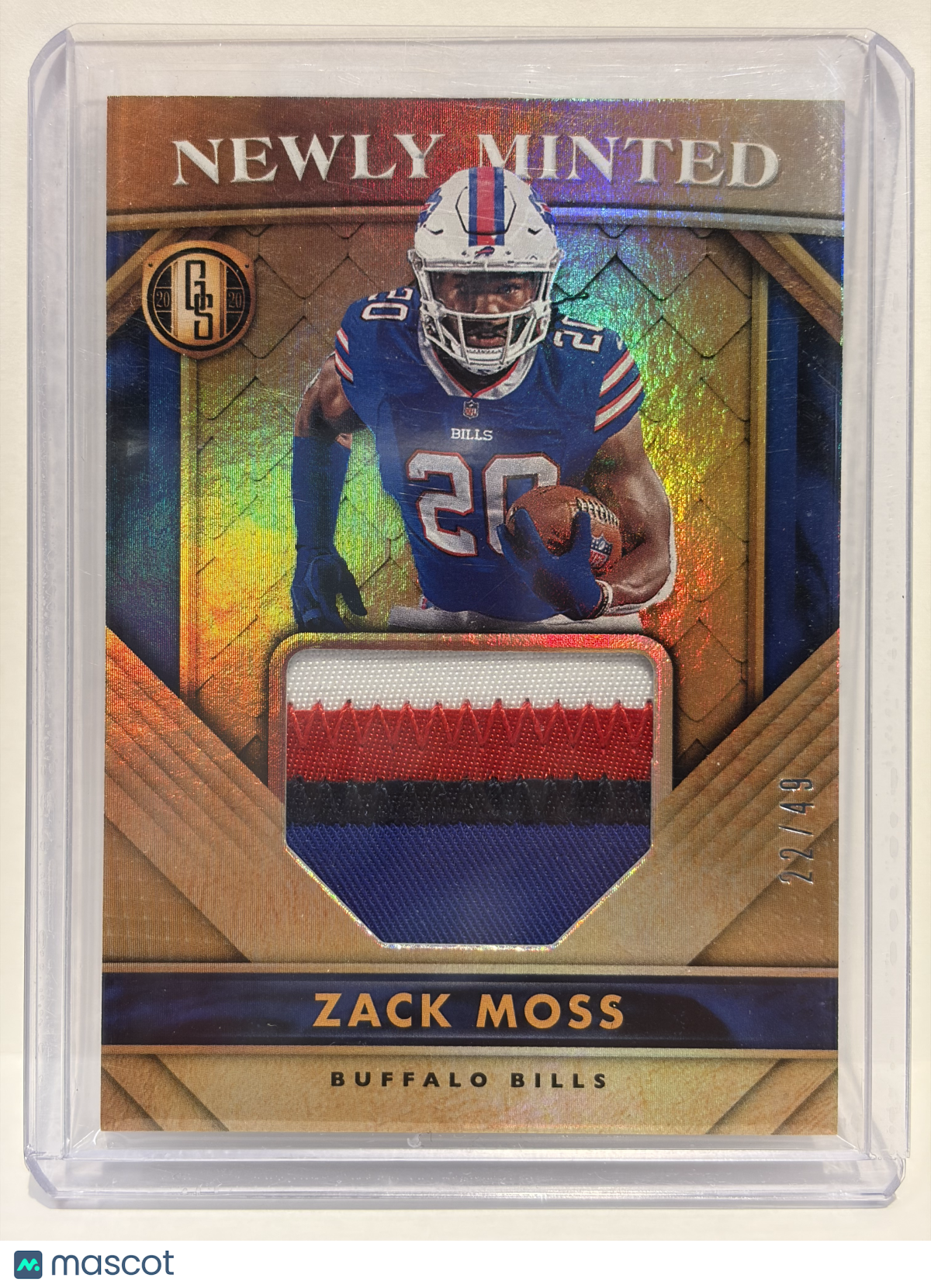 2020 Panini Gold Standard Newly Minted Football Zack Moss 22/49 Patch #NM27 NM
