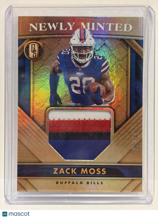 2020 Panini Gold Standard Newly Minted Football Zack Moss 22/49 Patch #NM27 NM