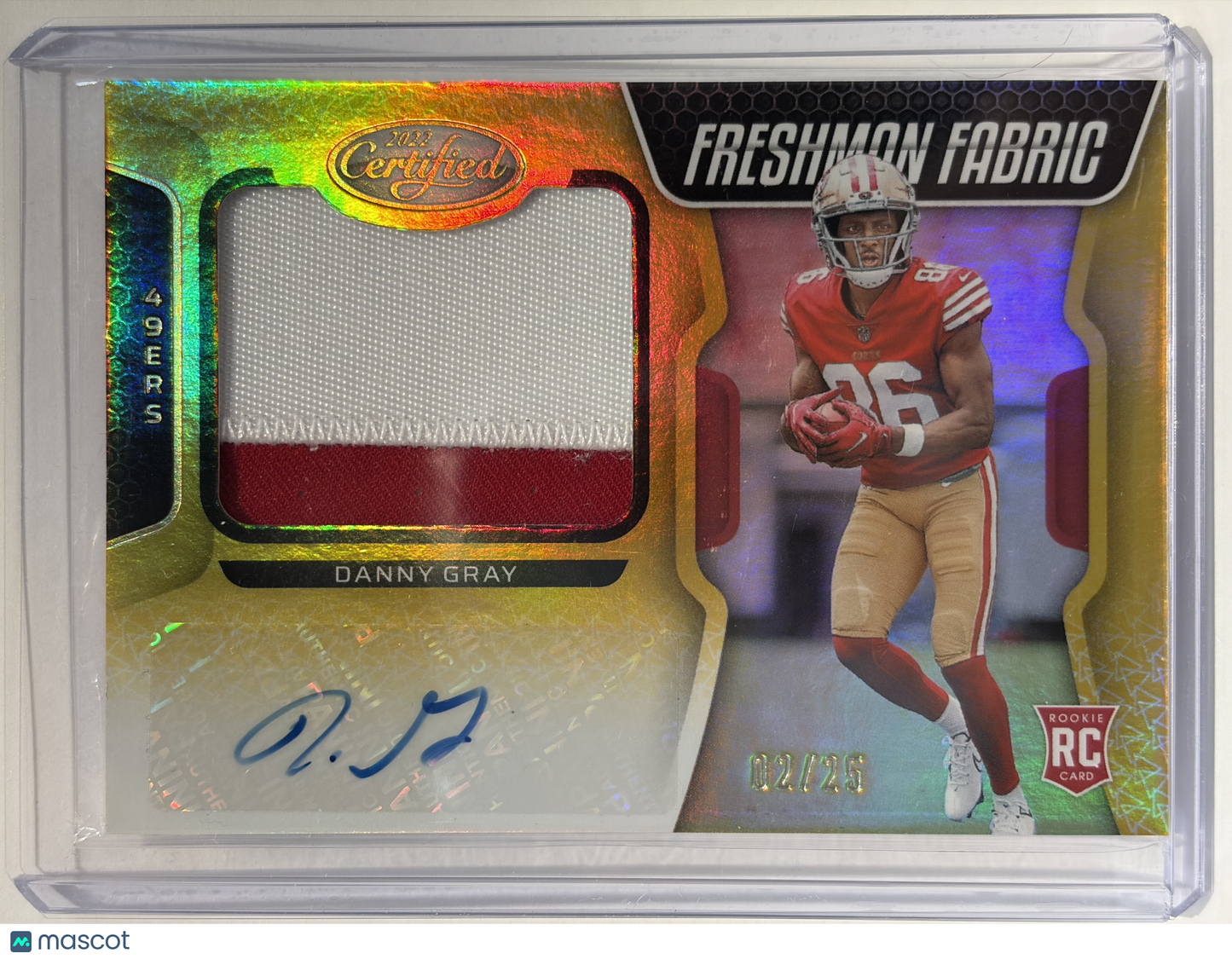 2022 Panini Certified Football Danny Gray Auto 02/25 Patch RC Mirror Gold #235