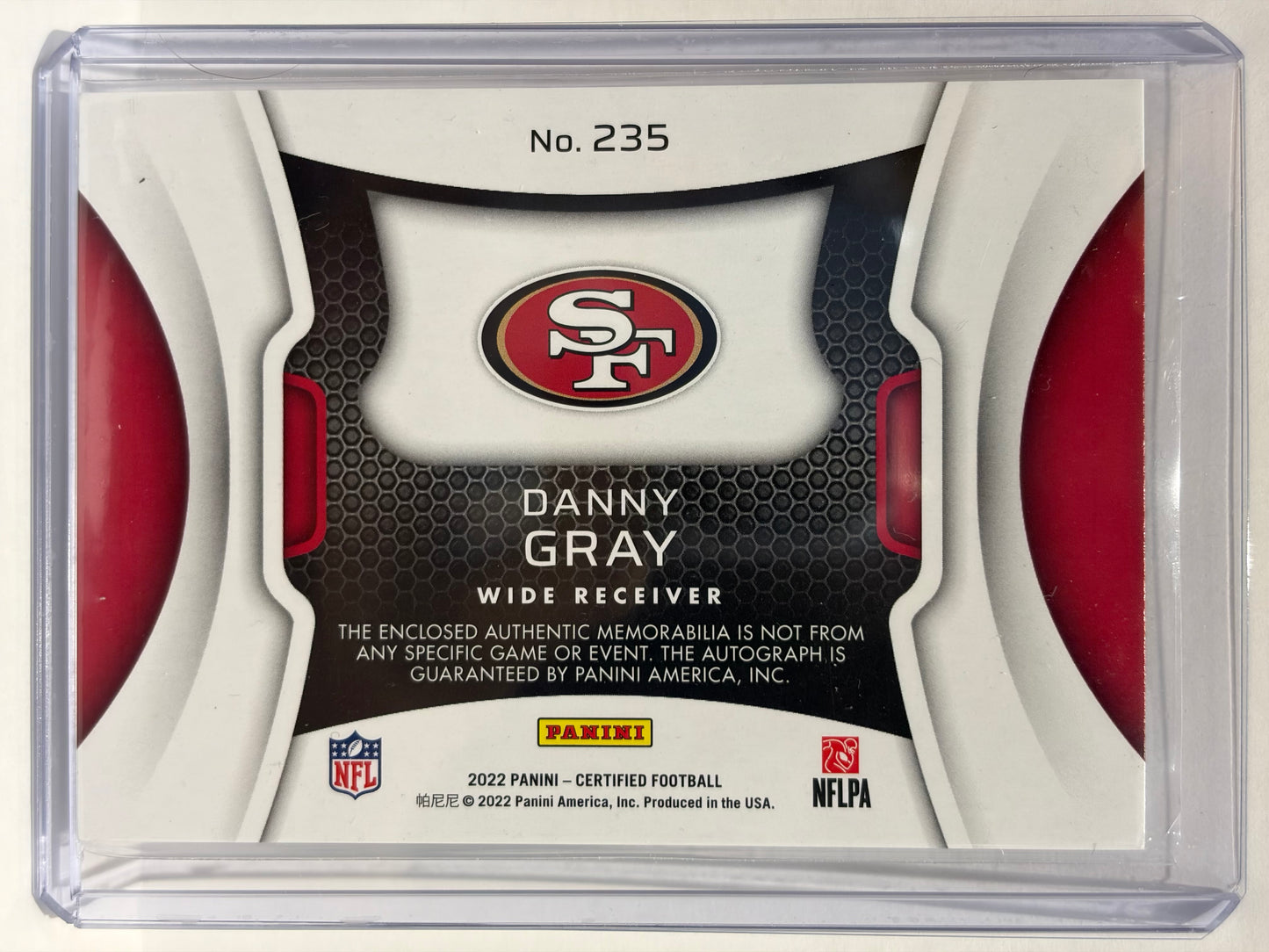 2022 Panini Certified Football Danny Gray Auto 02/25 Patch RC Mirror Gold #235