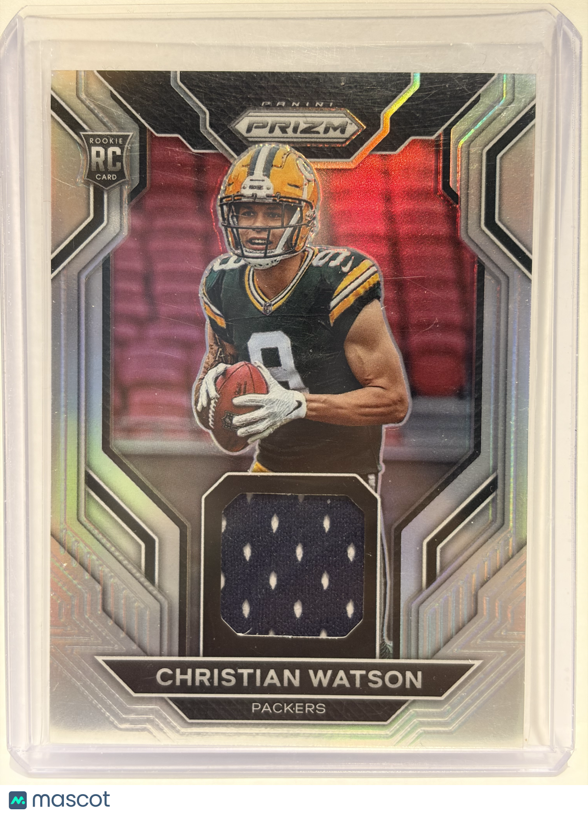 2022 Panini Prizm Football Christian Watson RC Patch Silver Prizm #RG-CW NM