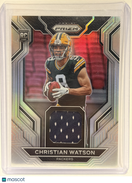 2022 Panini Prizm Football Christian Watson RC Patch Silver Prizm #RG-CW NM
