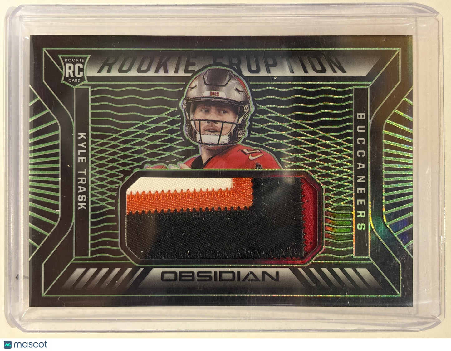 2021 Panini Obsidian Football Kyle Trask RC Patch Green Etch #RE-KTR Near Mint