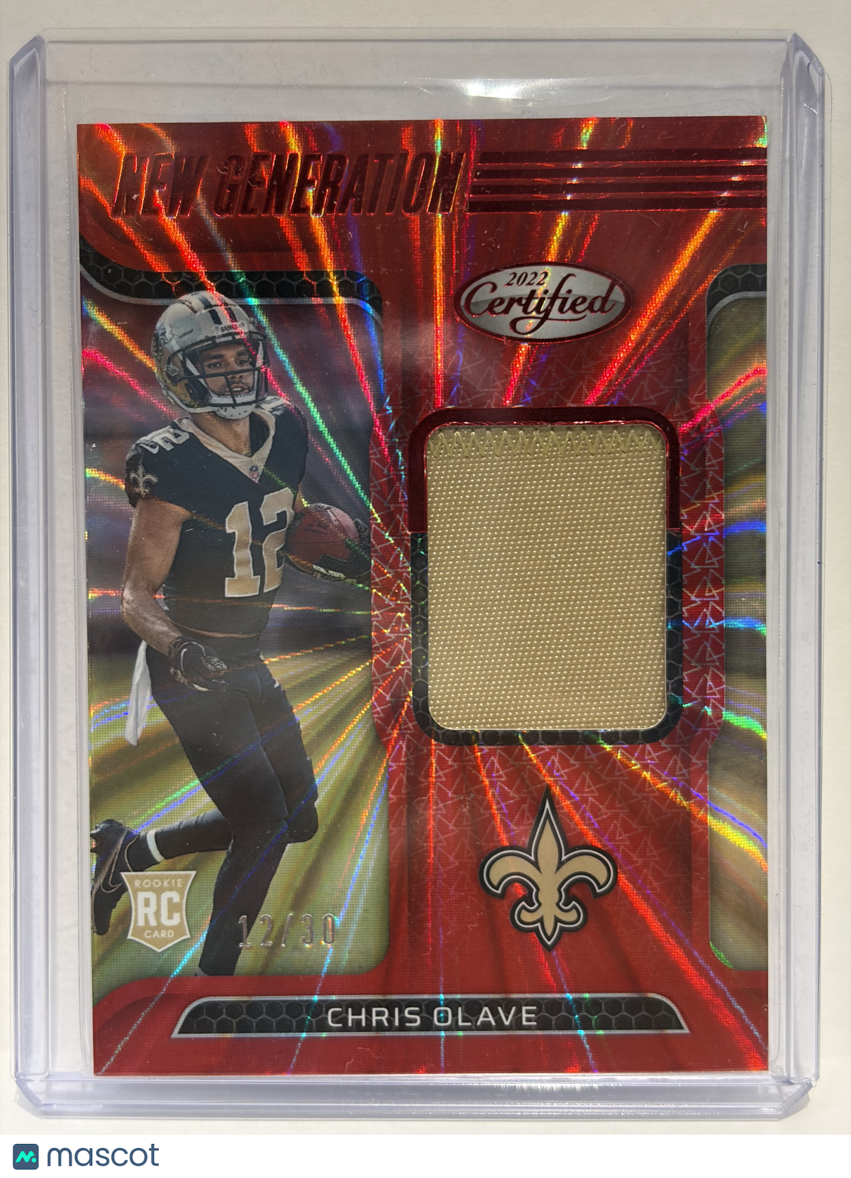 2022 Panini Certified New Generation Chris Olave Patch 12/30 RC Red FOTL #NGJ-CO