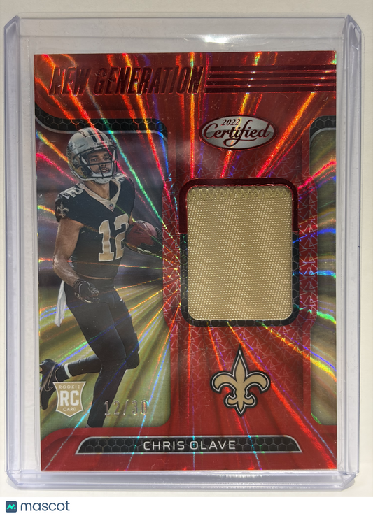 2022 Panini Certified New Generation Chris Olave Patch 12/30 RC Red FOTL #NGJ-CO