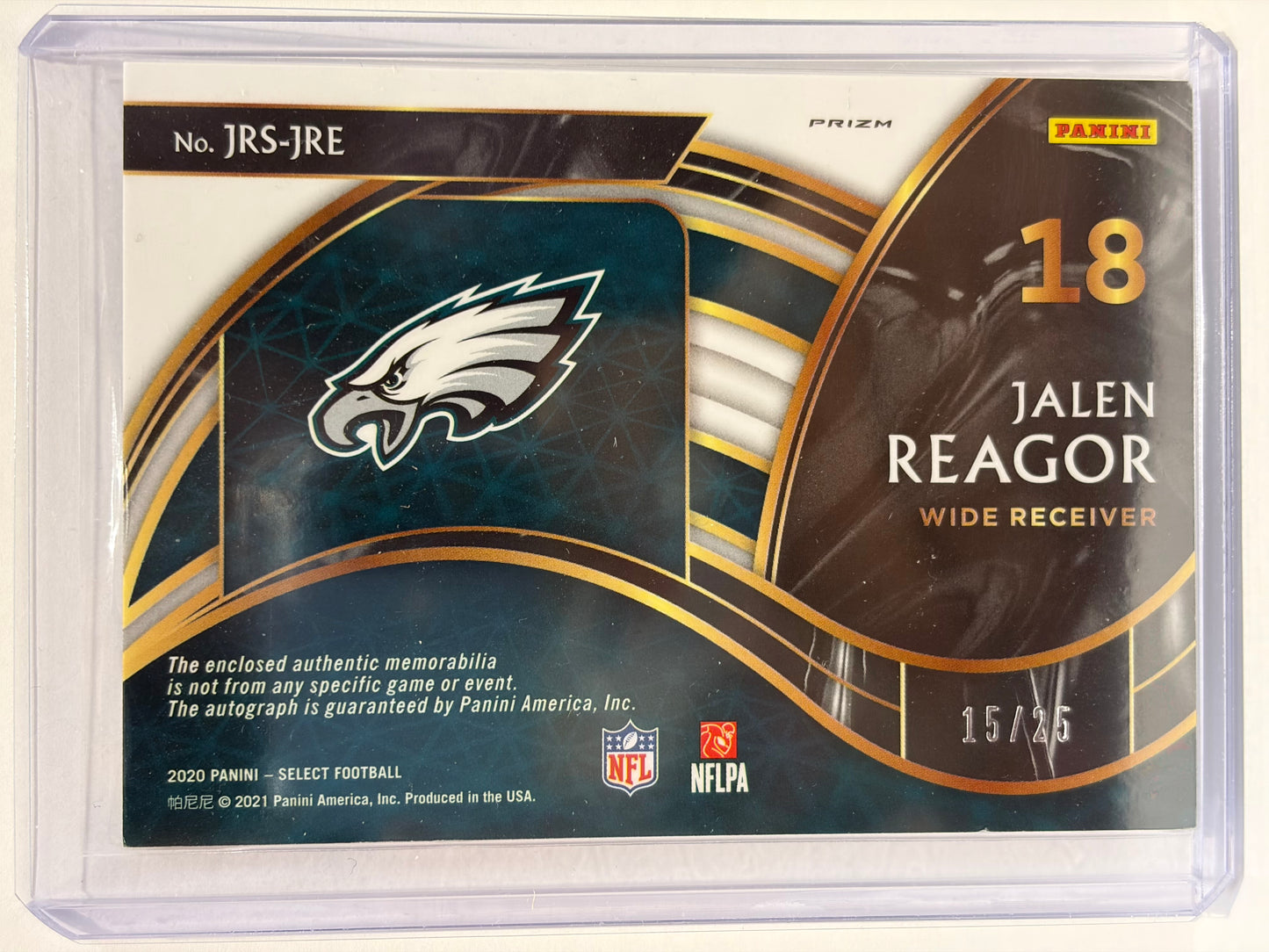 2021 Panini Select Prizm Jalen Reagor Autograph Patch RC 15/25 Tie Dye #JRS-JRE