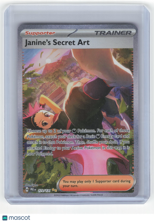 2025 Pokemon Janine’s Secret Art Prismatic Evolutions SIR #173/131 Near Mint